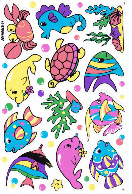 Fische Meer Aquarium Fisch Tiere Aufkleber Sticker für Kinder Basteln Kindergarten Geburtstag 1 Bogen 489