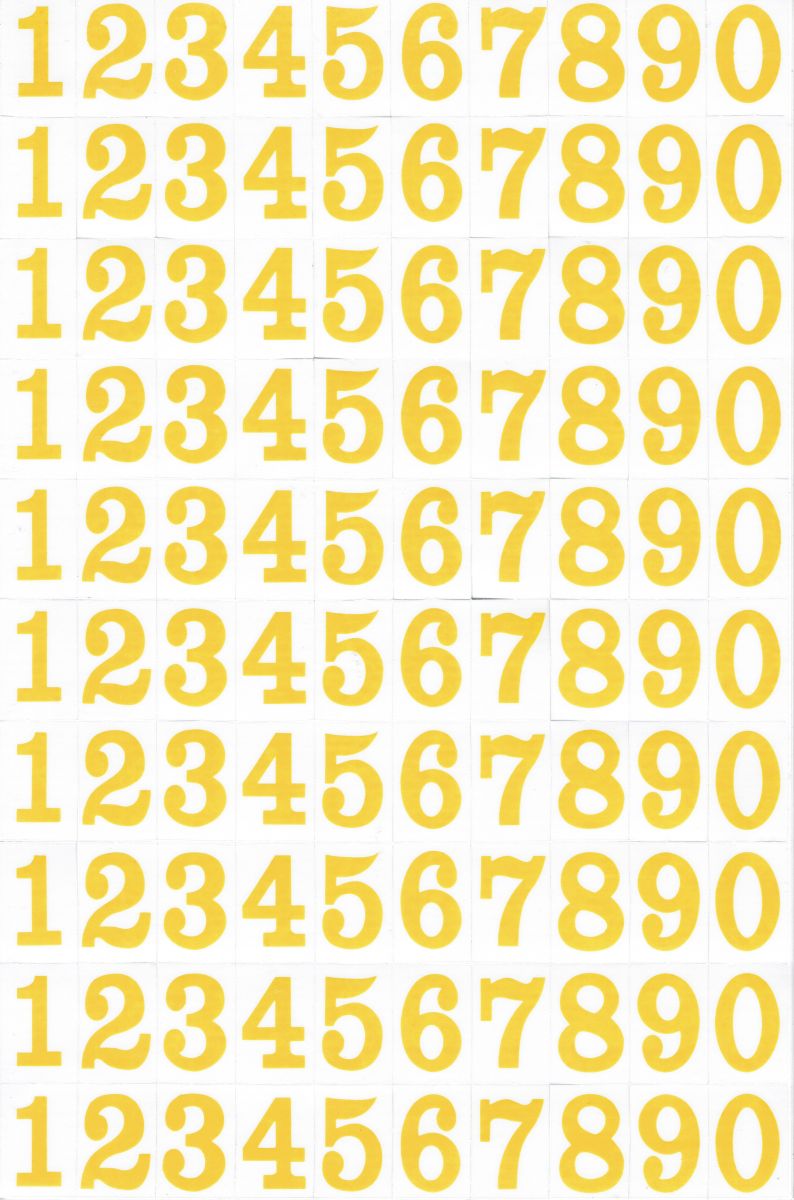Zahlen Nummern 123 gelb 21 mm hoch Aufkleber Sticker für Büro Ordner Kinder Basteln Kindergarten Geburtstag 1 Bogen 490