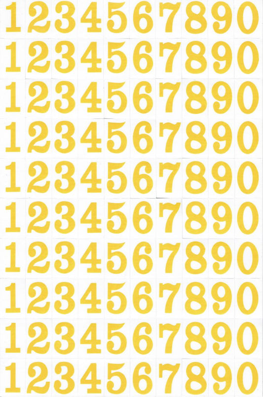 Zahlen Nummern 123 gelb 21 mm hoch Aufkleber Sticker für Büro Ordner Kinder Basteln Kindergarten Geburtstag 1 Bogen 490