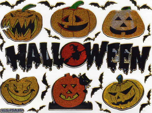 Halloween Monster Geist Aufkleber Sticker metallic Glitzer Effekt Schule Kinder Basteln Kindergarten 1 Bogen 490
