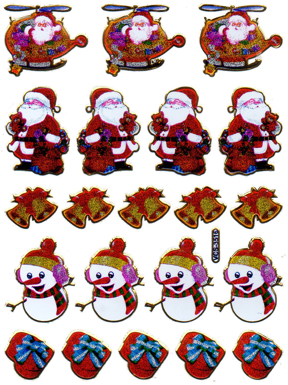 Weihnachten Schneemann Nikolaus Aufkleber Sticker metallic Glitzer Effekt für Kinder Basteln Kindergarten Geburtstag 1 Bogen 491