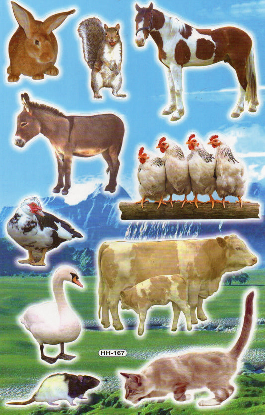 Farm Hare Cow Donkey Horse Animals Stickers for Children Crafts Kindergarten Birthday 1 sheet 492