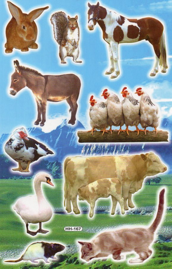 Bauernhof Farm Hase Kuh Esel Pferd Tiere Aufkleber Sticker für Kinder Basteln Kindergarten Geburtstag 1 Bogen 492