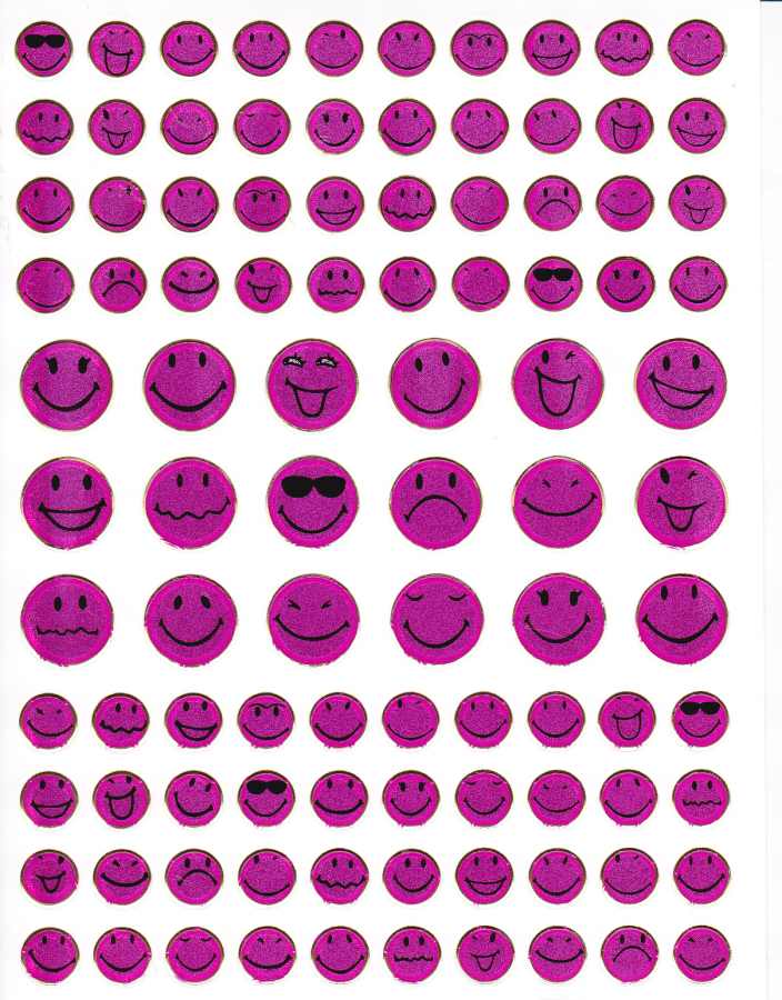 Smilies Lachendes Gesicht Smiley pink Aufkleber Sticker metallic Glitzer Effekt für Kinder Basteln Kindergarten 1 Bogen 492