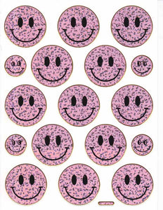 Smilies Lachendes Gesicht Smiley pink Aufkleber Sticker metallic Glitzer Effekt für Kinder Basteln Kindergarten 1 Bogen 493