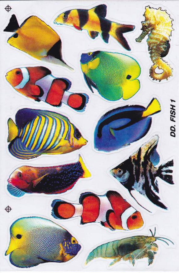 Fish sea aquarium fish animals stickers for children crafts kindergarten birthday 1 sheet 497