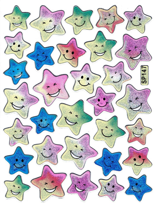 Sterne Stern bunt Aufkleber Sticker metallic Glitzer Effekt für Kinder Basteln Kindergarten Geburtstag 1 Bogen 501