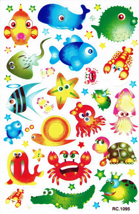 Fish sea aquarium fish animals stickers for children crafts kindergarten birthday 1 sheet 502