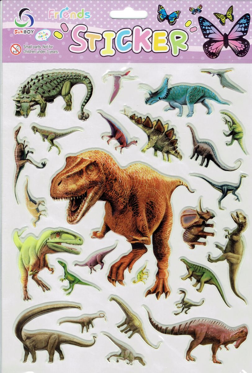 3D Dinosaurier Dino Jurassic T-Rex Raptor Aufkleber Sticker für Kinder Basteln Kindergarten Geburtstag 1 Bogen 502