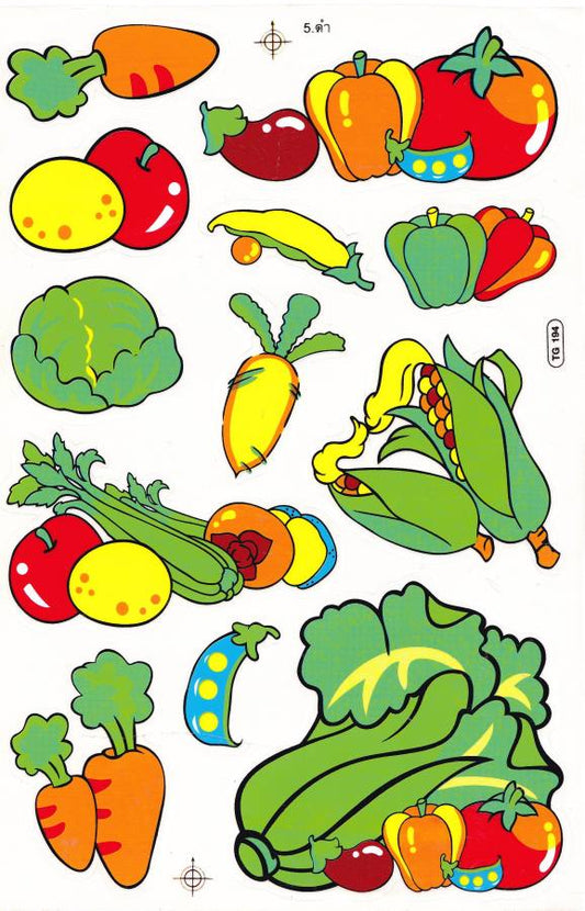 Légumes Pommes De Terre Poivrons Chou Salade Autocollants pour Enfants Artisanat Maternelle Anniversaire 1 feuille 502