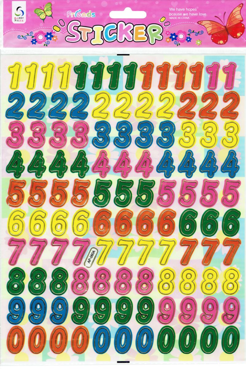 Nummern Zahlen bunt Aufkleber Sticker für Kinder Basteln Kindergarten Geburtstag 1 Bogen 506