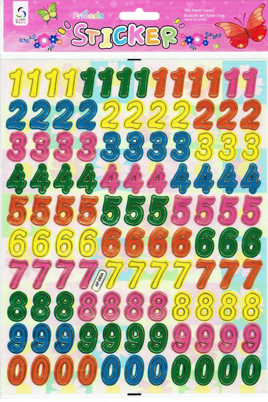 Nummern Zahlen bunt Aufkleber Sticker für Kinder Basteln Kindergarten Geburtstag 1 Bogen 506