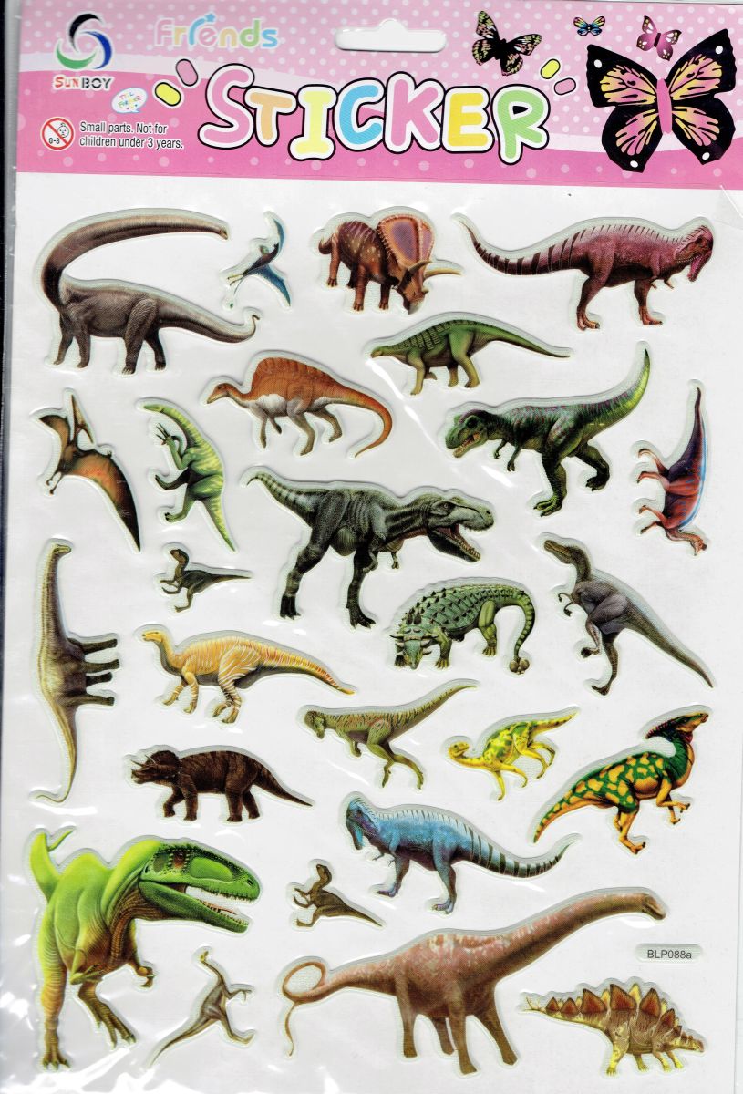 3D Dinosaurier Dino Jurassic T-Rex Raptor Aufkleber Sticker für Kinder Basteln Kindergarten Geburtstag 1 Bogen 507