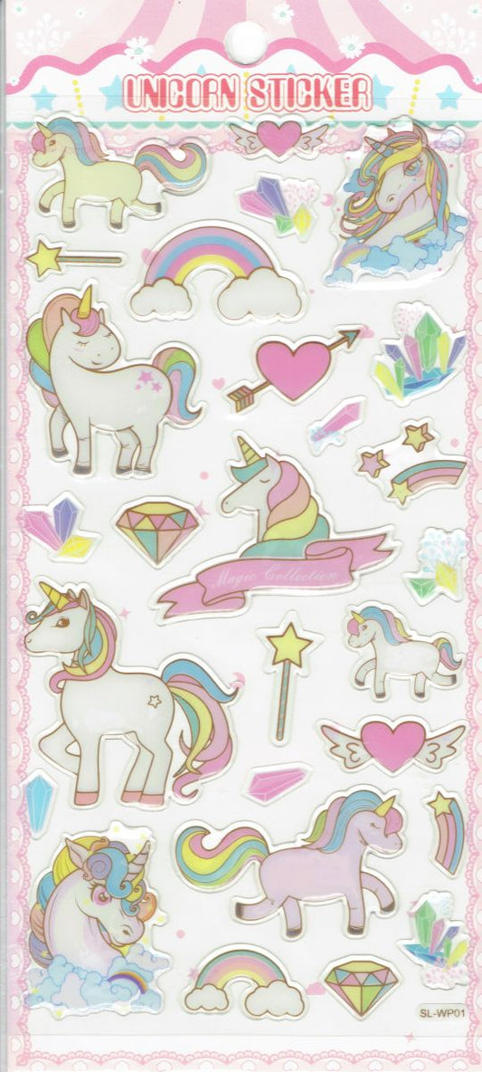 3D unicorn fairy tale mythical creatures stickers for children crafts kindergarten birthday 1 sheet 510
