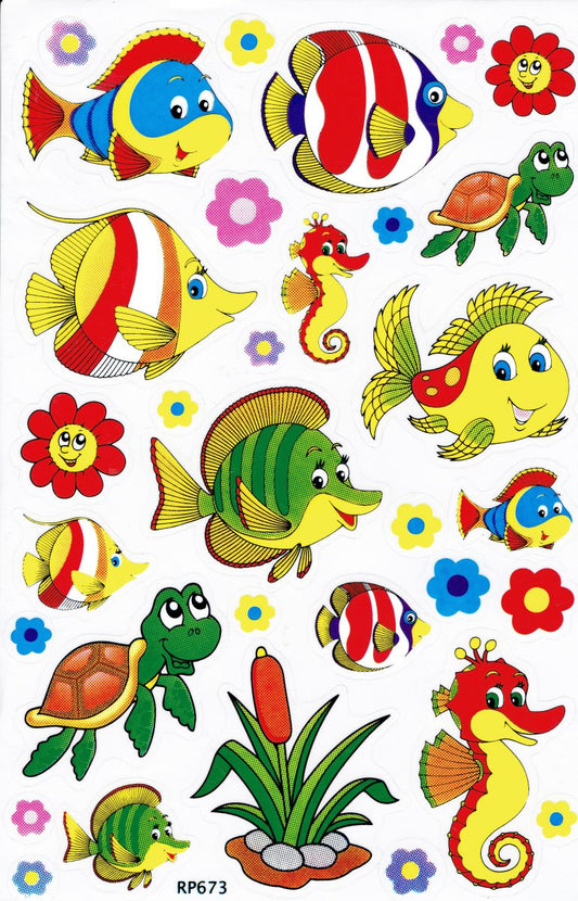 Fische Meer Aquarium Fisch Tiere Aufkleber Sticker für Kinder Basteln Kindergarten Geburtstag 1 Bogen 510