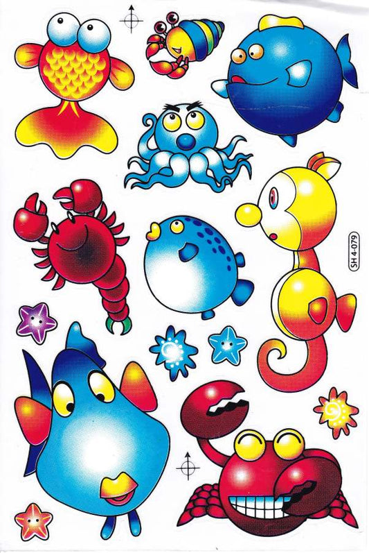 Fish sea aquarium fish animals stickers for children crafts kindergarten birthday 1 sheet 511