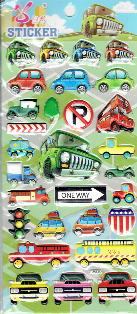 3D Auto Geländewagen Aufkleber Sticker für Kinder Basteln Kindergarten Geburtstag 1 Bogen 519