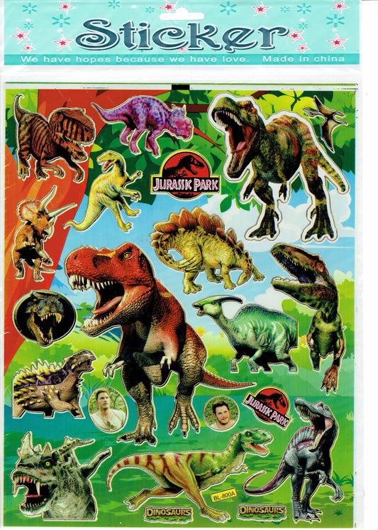 Dinosaurier Dino Jurassic T-Rex Raptor Saurier bunt Aufkleber Sticker für Kinder Basteln Kindergarten Geburtstag 1 Bogen 519