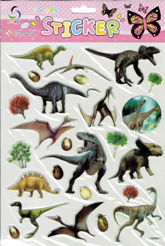 3D Dinosaurier Dino Jurassic T-Rex Raptor Aufkleber Sticker für Kinder Basteln Kindergarten Geburtstag 1 Bogen 521