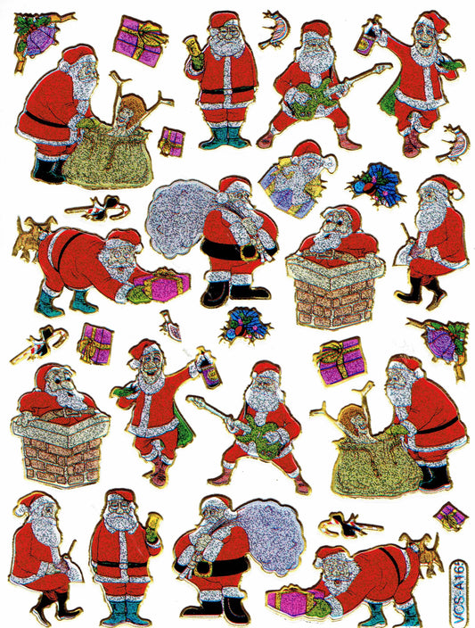 Christmas snowman Santa Claus sticker metallic glitter effect for children crafts kindergarten birthday 1 sheet 524
