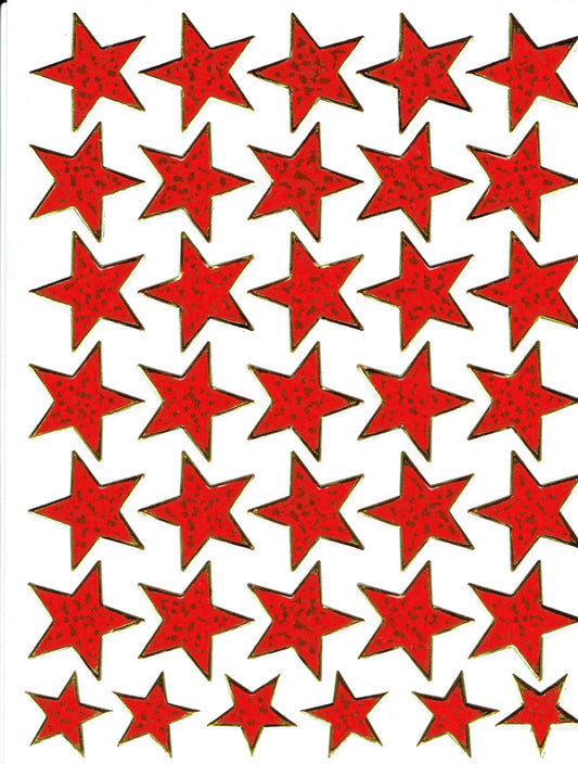 Sterne Stern rot Aufkleber Sticker metallic Glitzer Effekt für Kinder Basteln Kindergarten Geburtstag 1 Bogen 528