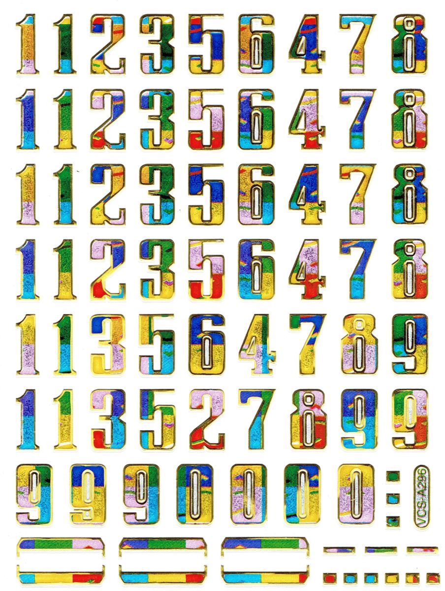 Colorful Numbers 123 Height 13 mm Sticker Sticker Metallic Glitter Effect School Office Folder Children Crafts Kindergarten 1 sheet 532