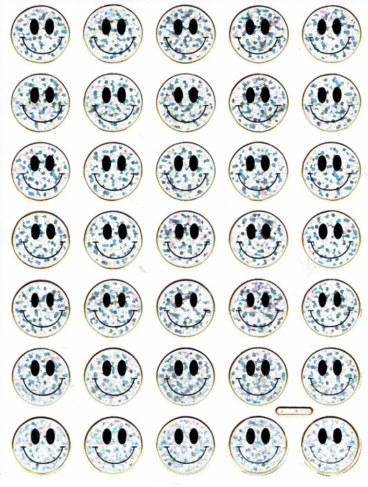 Smilies Laughing Face Smiley Silver Sticker Metallic Glitter Effect for Children Crafts Kindergarten 1 sheet 532