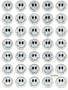 Smilies Lachendes Gesicht Smiley silber Aufkleber Sticker metallic Glitzer Effekt für Kinder Basteln Kindergarten 1 Bogen 532