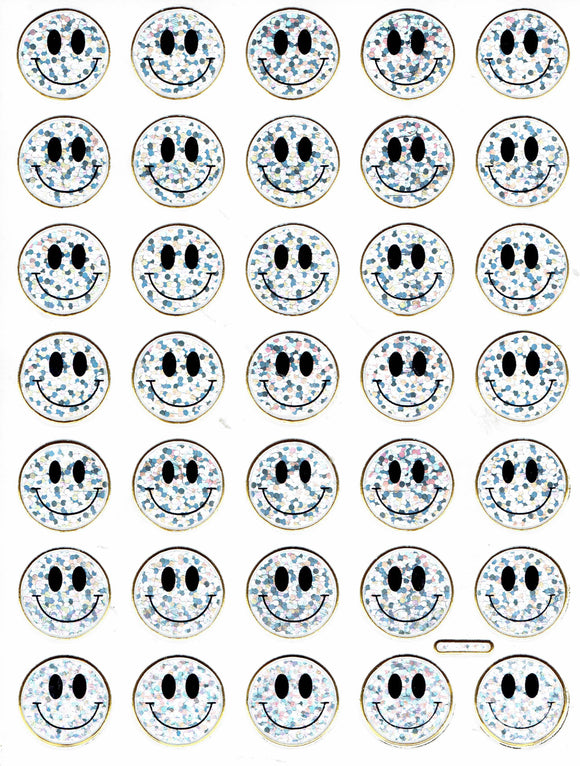 Smilies Lachendes Gesicht Smiley silber Aufkleber Sticker metallic Glitzer Effekt für Kinder Basteln Kindergarten 1 Bogen 532
