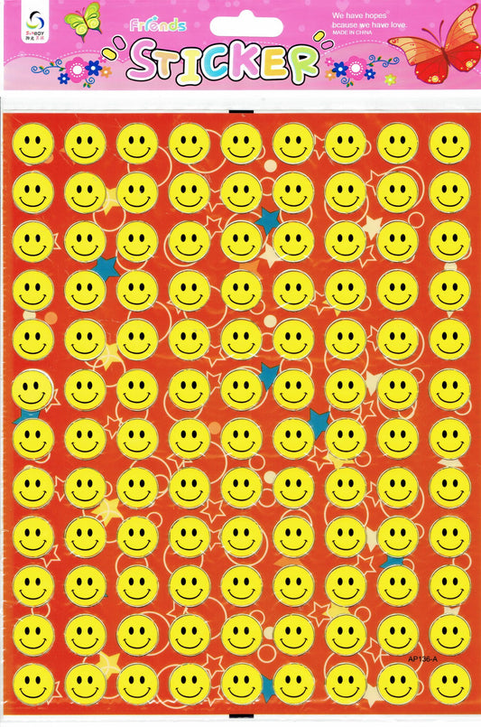 Smiley smilies smiling face colorful stickers for children crafts kindergarten birthday 1 sheet 534