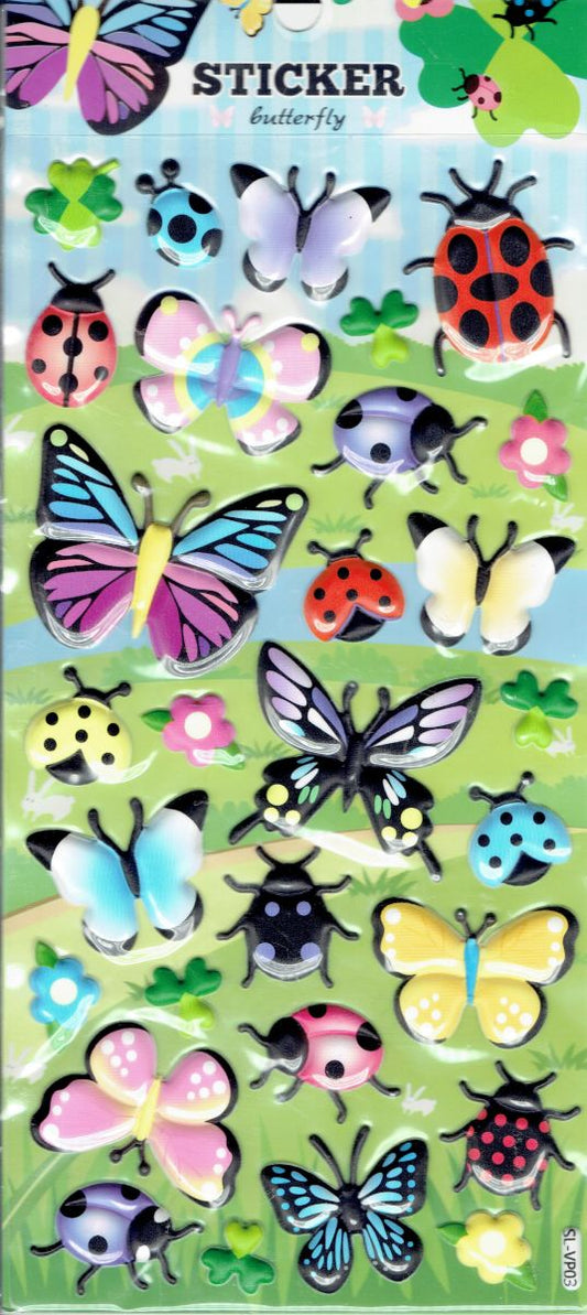 3D Papillon Insectes Coléoptères Animaux Autocollants pour Enfants Artisanat Maternelle Anniversaire 1 feuille 542