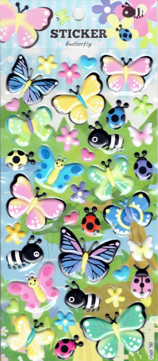 3D Papillon Insectes Coléoptères Animaux Autocollants pour Enfants Artisanat Maternelle Anniversaire 1 feuille 543
