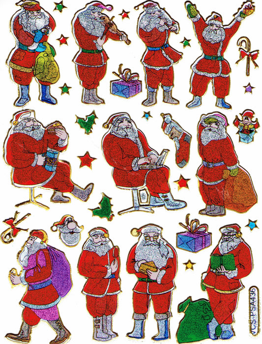 Weihnachten Schneemann Nikolaus Aufkleber Sticker metallic Glitzer Effekt für Kinder Basteln Kindergarten Geburtstag 1 Bogen 543