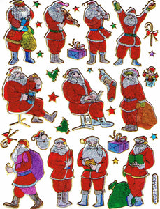 Christmas snowman Santa Claus sticker metallic glitter effect for children crafts kindergarten birthday 1 sheet 543