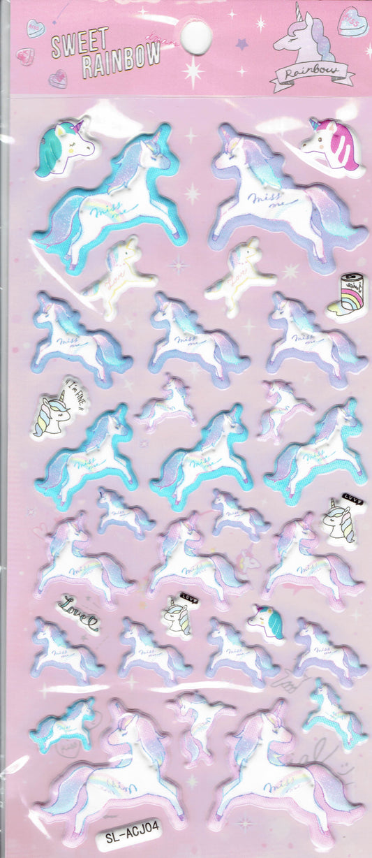 3D unicorn mythical creatures fairy tale stickers for children crafts kindergarten birthday 1 sheet 544