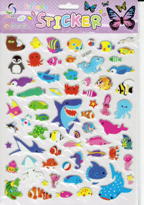3D Fische Fische Meeresbewohner Tiere Aufkleber Sticker für Kinder Basteln Kindergarten Geburtstag 1 Bogen 544