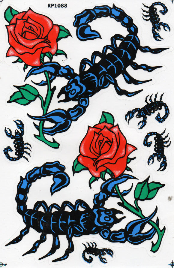 Scorpions roses sticker motorcycle scooter skateboard car tuning model building self-adhesive 545