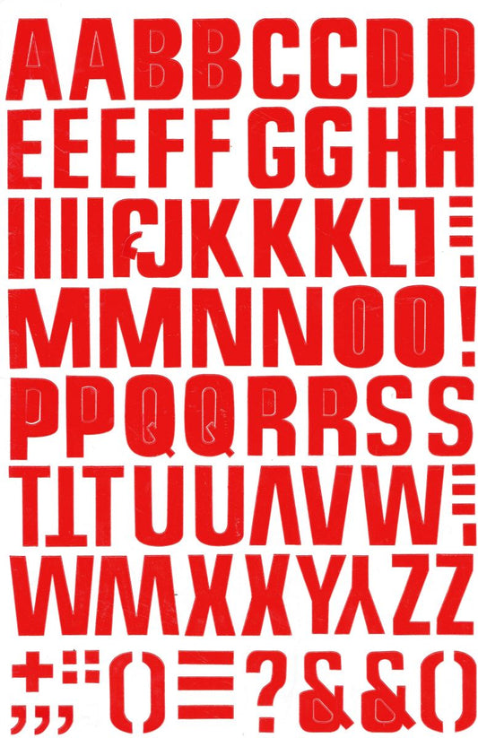 Letters ABC red 30 mm high sticker for office folders children crafts kindergarten birthday 1 sheet 548