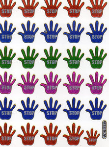 Hand Stop Aufkleber Sticker metallic Glitzer Effekt Schule Büro Ordner Kinder Basteln Kindergarten 1 Bogen 054