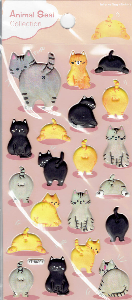 3D dicke fette Katze Kater Aufkleber Sticker für Kinder Basteln Kindergarten Geburtstag 1 Bogen 552