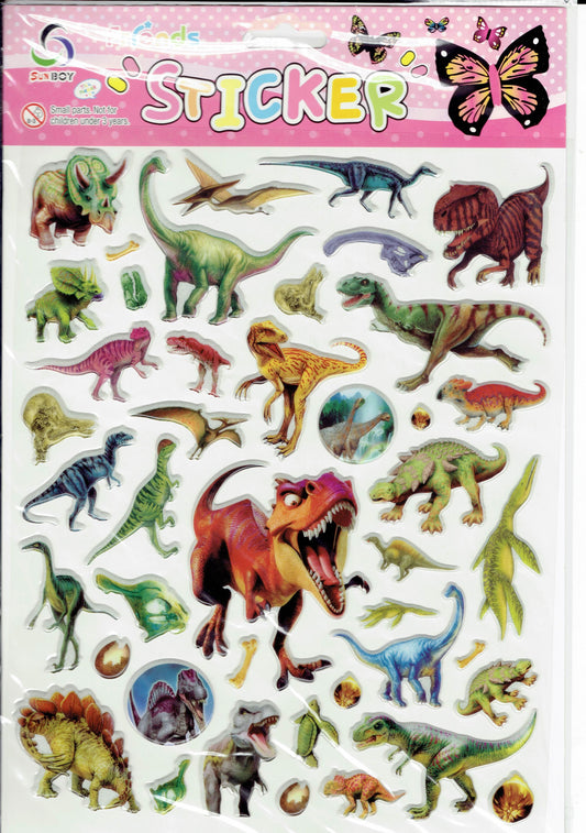 3D Dinosaurier Dino Jurassic T-Rex Raptor Aufkleber Sticker für Kinder Basteln Kindergarten Geburtstag 1 Bogen 552