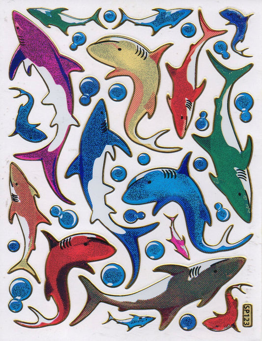 Fisch Fisches Meeresbewohner Wassertiere Tiere bunt Aufkleber Sticker metallic Glitzer Effekt für Kinder Basteln Kindergarten Geburtstag 1 Bogen 554