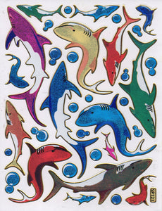 Fisch Fisches Meeresbewohner Wassertiere Tiere bunt Aufkleber Sticker metallic Glitzer Effekt für Kinder Basteln Kindergarten Geburtstag 1 Bogen 554