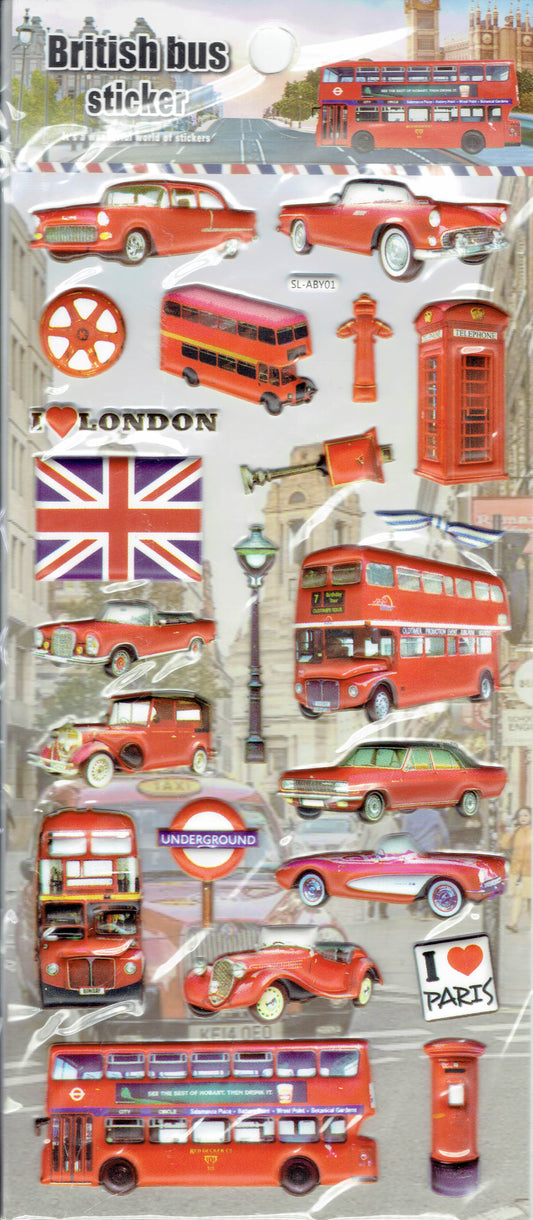 3D England London Grossbritannien Aufkleber Sticker für Kinder Basteln Kindergarten Geburtstag 1 Bogen 556