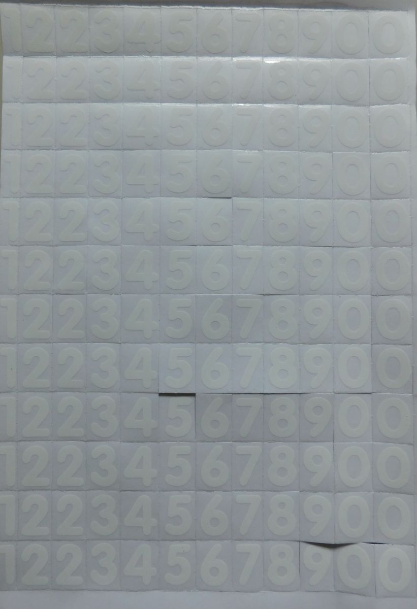 Numbers 123 white 17 mm high sticker for office folders children crafts kindergarten birthday 1 sheet 557