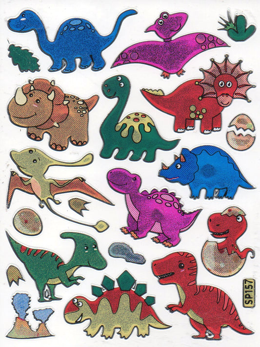 Dino dinosaure Jurassic t-rex animaux autocollant métallique effet scintillant enfants artisanat maternelle 1 feuille 557