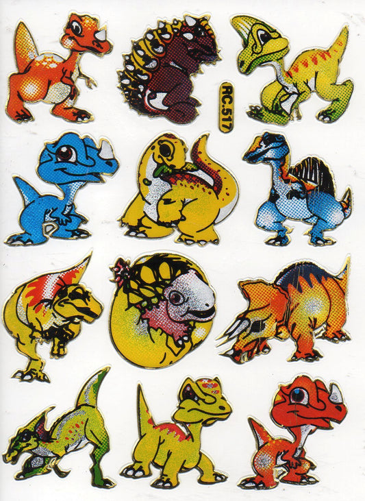 Dino Dinosaur Jurassic T-Rex Animals Sticker Metallic Glitter Effect Children Crafts Kindergarten 1 sheet 560