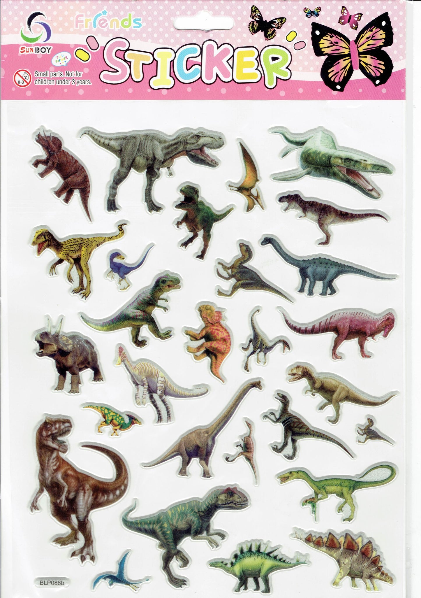 3D Dinosaurier Dino Jurassic T-Rex Raptor Aufkleber Sticker für Kinder Basteln Kindergarten Geburtstag 1 Bogen 562