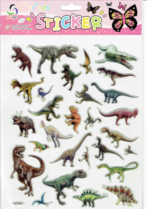 3D Dinosaurier Dino Jurassic T-Rex Raptor Aufkleber Sticker für Kinder Basteln Kindergarten Geburtstag 1 Bogen 562