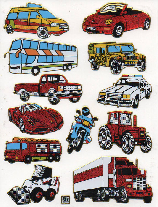Auto Taxi Krankenwagen Aufkleber Sticker metallic Glitzer Effekt Schule Kinder Basteln Kindergarten 1 Bogen 563